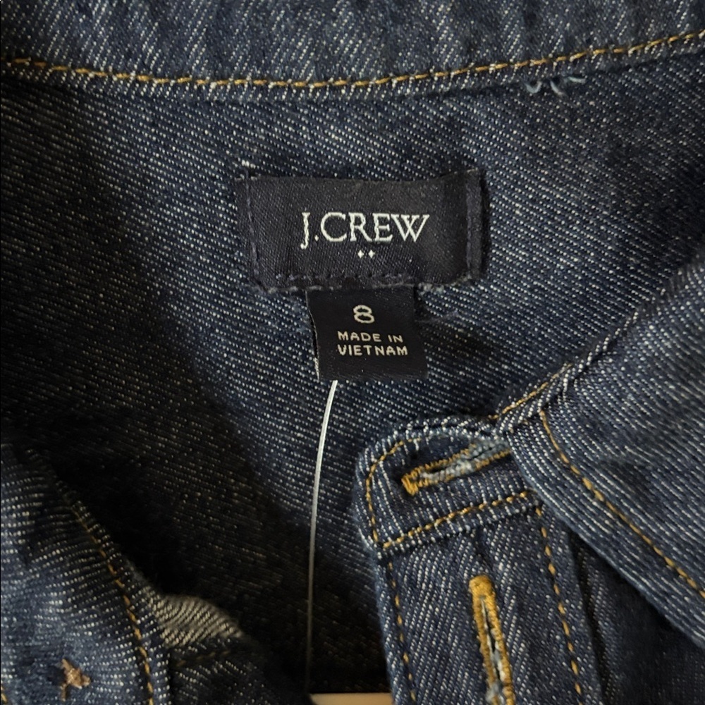 J.Crew Denim Mini Dress Blue Short Sleeve Sz 8 | Casual Chic Summer Style - Picture 6 of 10